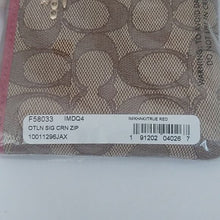 Load image into Gallery viewer, Coach Outline Signature Corner Zip Wristlet F58033 Khaki/True Red