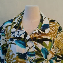 Load image into Gallery viewer, Chico's Women's Multicolor Linen Jacket w/ 3/4 sleeves + dual collar, Size 3