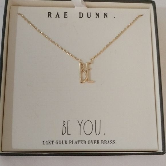 Rae Dunn BE Necklace 14kt Gold over Brass, 16