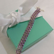 Load image into Gallery viewer, Sterling Silver + Amethyst 3 Row Bracelet