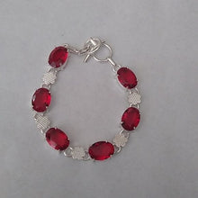 Load image into Gallery viewer, Red Garnet + Sterling Silver Chain Toggle Bracelet, up to 8"