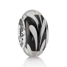 Load image into Gallery viewer, Pre-Owned Murano Black + White Swirl Charm Sterling Silver
