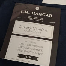 Load image into Gallery viewer, J.M. Haggar Luxury Comfort Slim Fit Stretch Chino Slacks Pants, Navy, 33W x 30L