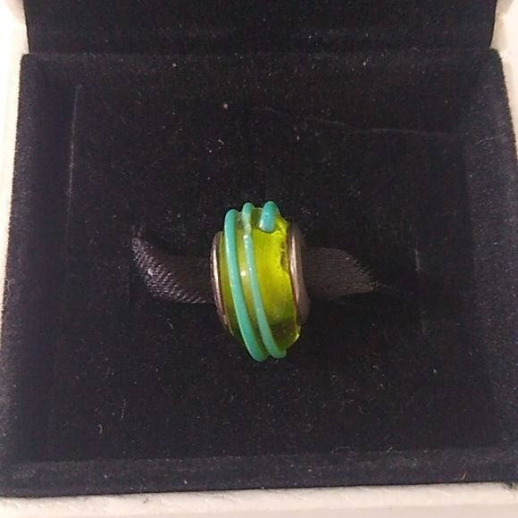 Pandora Green Ribbons Murano Glass Charm 925 ALE 790615