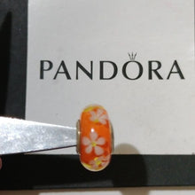 Load image into Gallery viewer, Pandora Sterling Silver Tropical Flower Orange Murano Glass Bead - 791624
