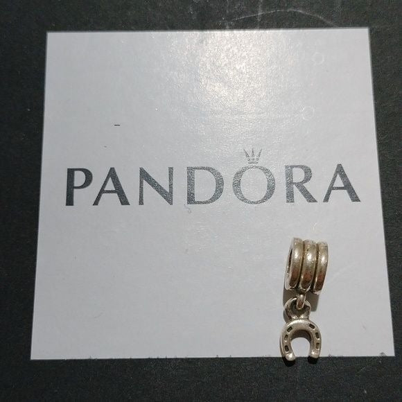 Pandora Retired Sterling Silver Bead Horseshoe Dangle - 790259