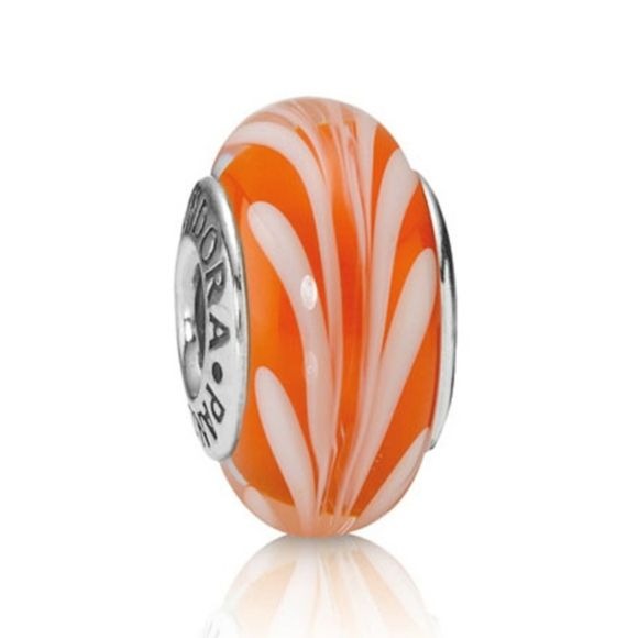 Pandora Retired Orange Swirl Murano Glass Bead - 790668