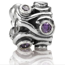 Load image into Gallery viewer, Pandora Retired Sterling Silver Ocean Wave Bead w/Amethyst Zirconia - 790369ACZ
