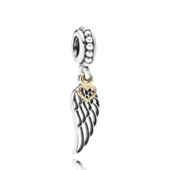 Pandora  Sterling Silver + 14K Gold Love + Guidance Religious Angel Wing 791389