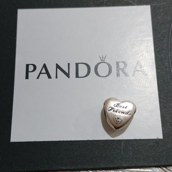 Pandora Sterling Silver Friendship Heart Charm w/Clear Zirconia 791727CZ