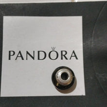 Load image into Gallery viewer, Pandora Retired Clear Murano Glass Bead with Black Hearts - 790665
