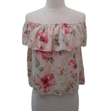 Load image into Gallery viewer, Hollister Off the Shoulder Sleeveless Top, Off White Multi, Size Medium
