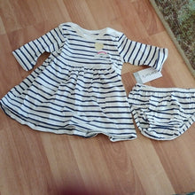 Load image into Gallery viewer, Carter&#39;s Baby Girl&#39;s Striped Jersey Dress w/ Cover, Size 3 months
