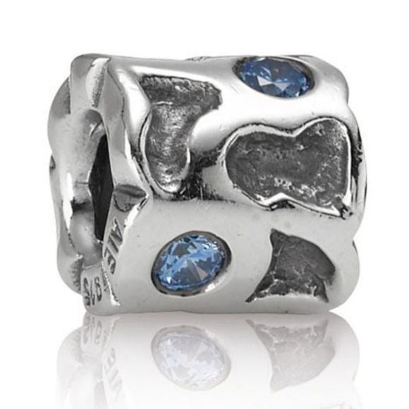 Pandora Retired Sterling Silver Blue Pond Bead with Blue Zirconia - 790336CZB