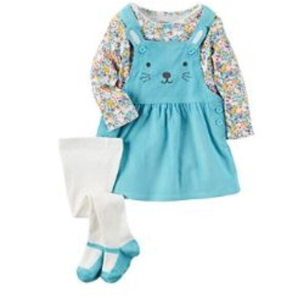 Carter's 3-Pc. Top, Bunny Jumper & Tights Set, Newborn