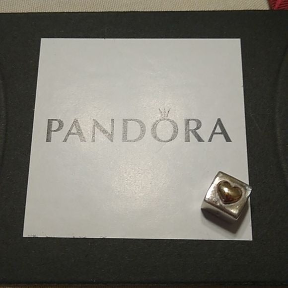 Pandora I Love You Sterling Silver + 14kt gold Cube Charm - 790200