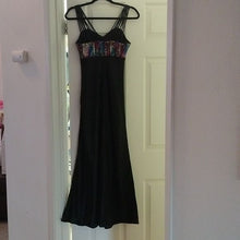 Load image into Gallery viewer, All That Jazz Long Black Strappy Black Dress with Rainbow Sequins, Size 5/6
