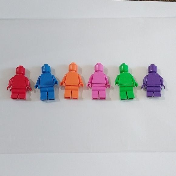 Lego Monochromatic Minifigures: Red, Blue, Orange, Pink, Green & Purple, Set-6