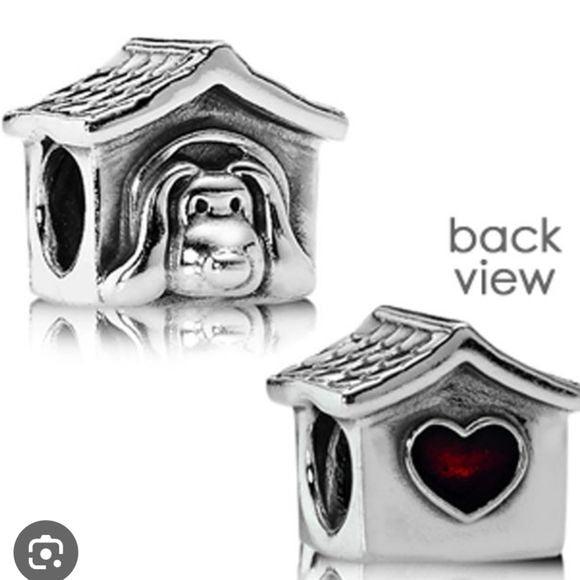 Pandora 790592EN27 Retired Sterling Silver Doghouse Dog Animal Bead with Enamel