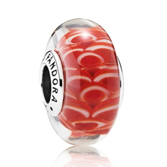 Pandora Retired Sterling Silver Asian Koinobori Red Murano Glass Charm - 791668