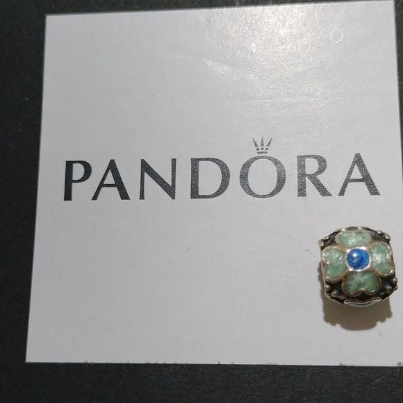 Pandora Retired Sterling Silver Daisy Flower with Blue Enamel Bead - 790433EB