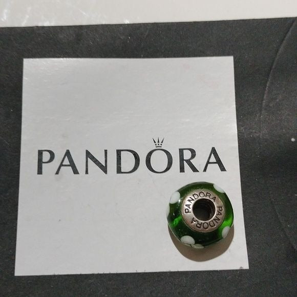 Pandora Retired Green Murano Glass Flowers Bead - 790614