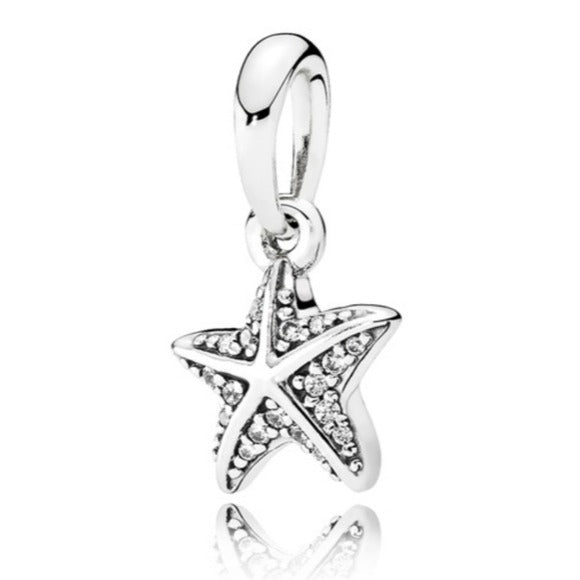 Pandora Sterling Silver Tropical Starfish Pendant with Clear Zirconia - 390403cz
