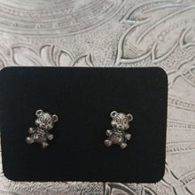 Load image into Gallery viewer, Sterling Silver Stud Owls, Teddy Bears + Ladybugs Earrings, 3 pair
