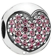 Load image into Gallery viewer, Pandora Pink Pave Love of My Life Heart Clip Charm 791053czs
