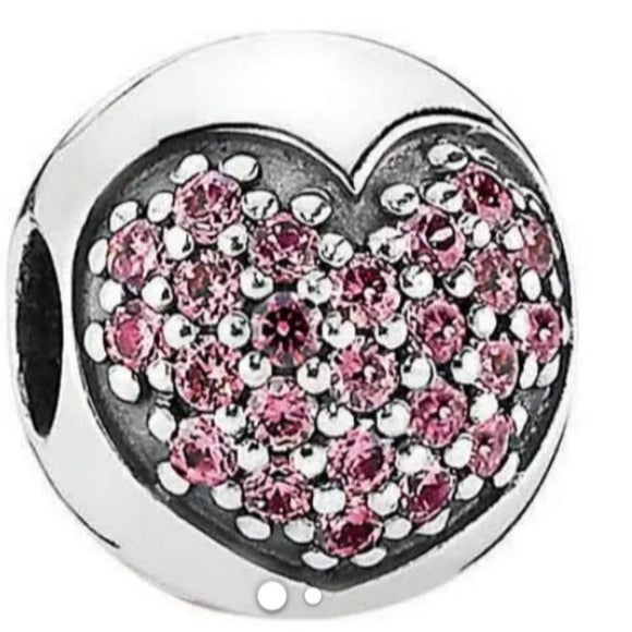 Pandora Pink Pave Love of My Life Heart Clip Charm 791053czs