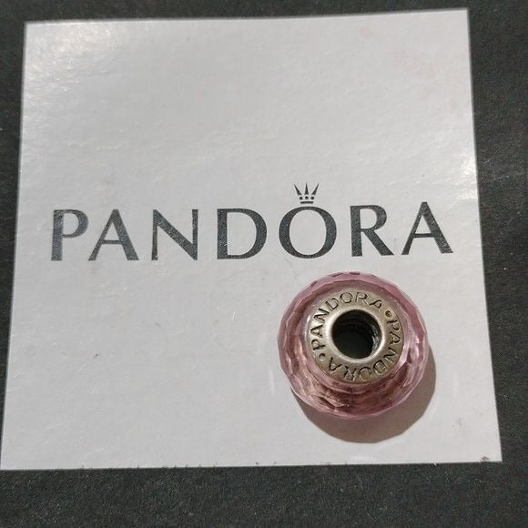 Pandora Sterling Silver Pink Fascinating Faceted Murano Glass Charm - 791068