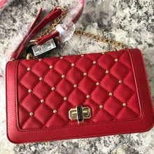 Load image into Gallery viewer, Badgley Mischka Red Quilted Crossbody Purse Bag w/ studs
