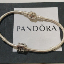 Load image into Gallery viewer, Pandora Sterling Silver 7&quot; Snakechain Starter Bracelet w/ Letter D Charm 790323D
