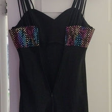 Load image into Gallery viewer, All That Jazz Long Black Strappy Black Dress with Rainbow Sequins, Size 5/6
