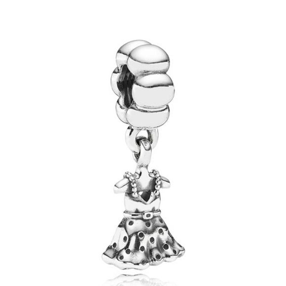 Pandora Retired Sterling Silver Party Girl Dress Dangle Bead - 791031