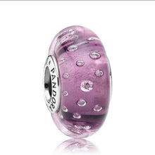 Load image into Gallery viewer, Pandora Sterling Silver Purple Effervescence Murano Glass Bead w/ CZs - 791616cz
