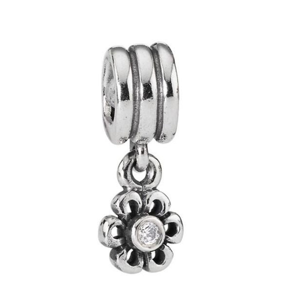 Pandora Retired Sterling Silver Daisy Dangle with Clear Zirconia - 790196CZA