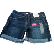 Load image into Gallery viewer, Girl&#39;s SO Favorite Super soft Stretch Denim Midi Shorts, Dark Wash, size 16
