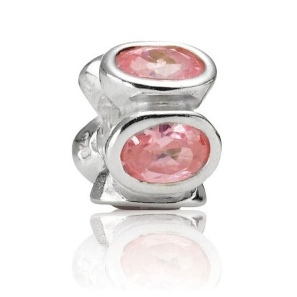 Pandora Retired Sterling Silver with Pink Zirconia Oval Lights Bead - 790311PCZ