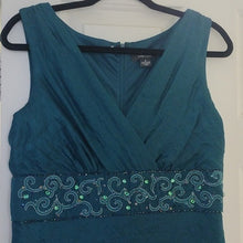 Load image into Gallery viewer, Dress Barn Collection Embroidered + Beaded Dress in Dark Teal, Size 8
