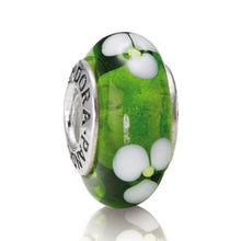 Load image into Gallery viewer, Pandora Retired Green Murano Glass Flowers Bead - 790614
