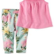 Load image into Gallery viewer, Carter&#39;s 2-Pc. Cotton Crochet-Detail Tank &amp; Floral-Print Leggings Set, Size 3m
