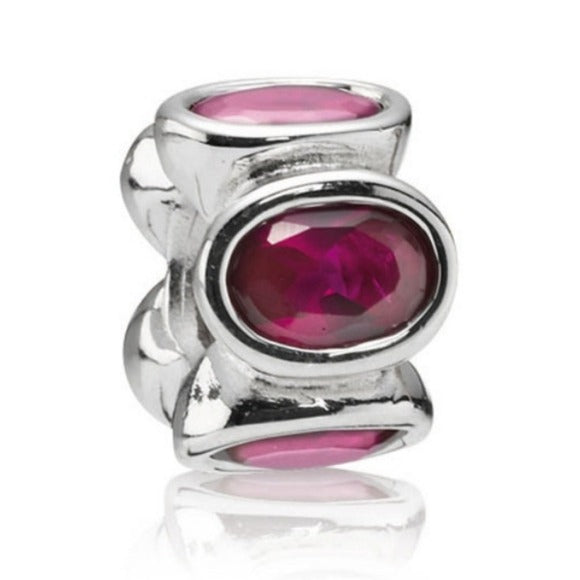 Pandora Retired Sterling Silver with Synthetic Ruby Oval Lights Bead - 790311SRU