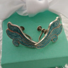 Load image into Gallery viewer, Vintage Sterling Silver Crushed Turquoise Swirl Fan Earrings w/Screwback closure
