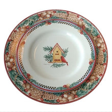 Load image into Gallery viewer, Debbie Mumm Pine Cone Dinner Plate + Birdhouse Salad Plate
