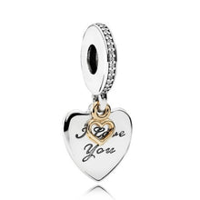 Load image into Gallery viewer, Pandora Sterling Silver + 14K Gold Love You Forever Dangle Heart Charm 792042cz

