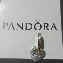 Load image into Gallery viewer, Pandora Sterling Silver + 14K Gold Love You Forever Dangle Heart Charm 792042cz
