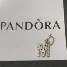 Load image into Gallery viewer, Pandora Sterling Silver Alphabet Letter M Dangle with Clear Zirconia - 791325cz
