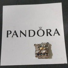 Load image into Gallery viewer, Pandora Sterling Silver and 14K Gold Bear Hug Animal Bead with Heart - 791395
