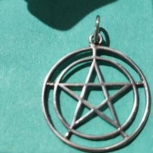 Load image into Gallery viewer, Sterling Silver Pentacle Pentagram Pendant
